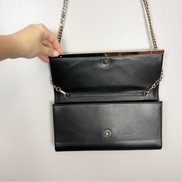 Marciano Black Leather Shoulder Envelope Bag Clutch Gold Chain And Details - Picture 3 of 12